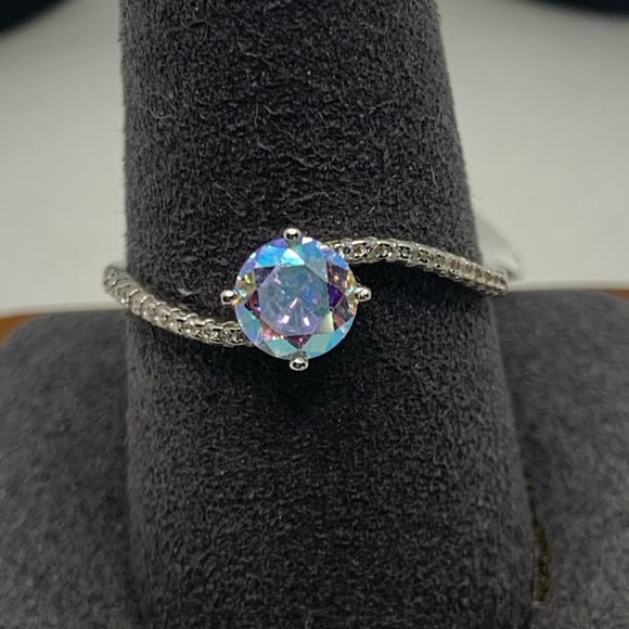 Fragrant Jewels Sterling Silver Ring w Aurora Borealas Crystal - Picture 2 of 13